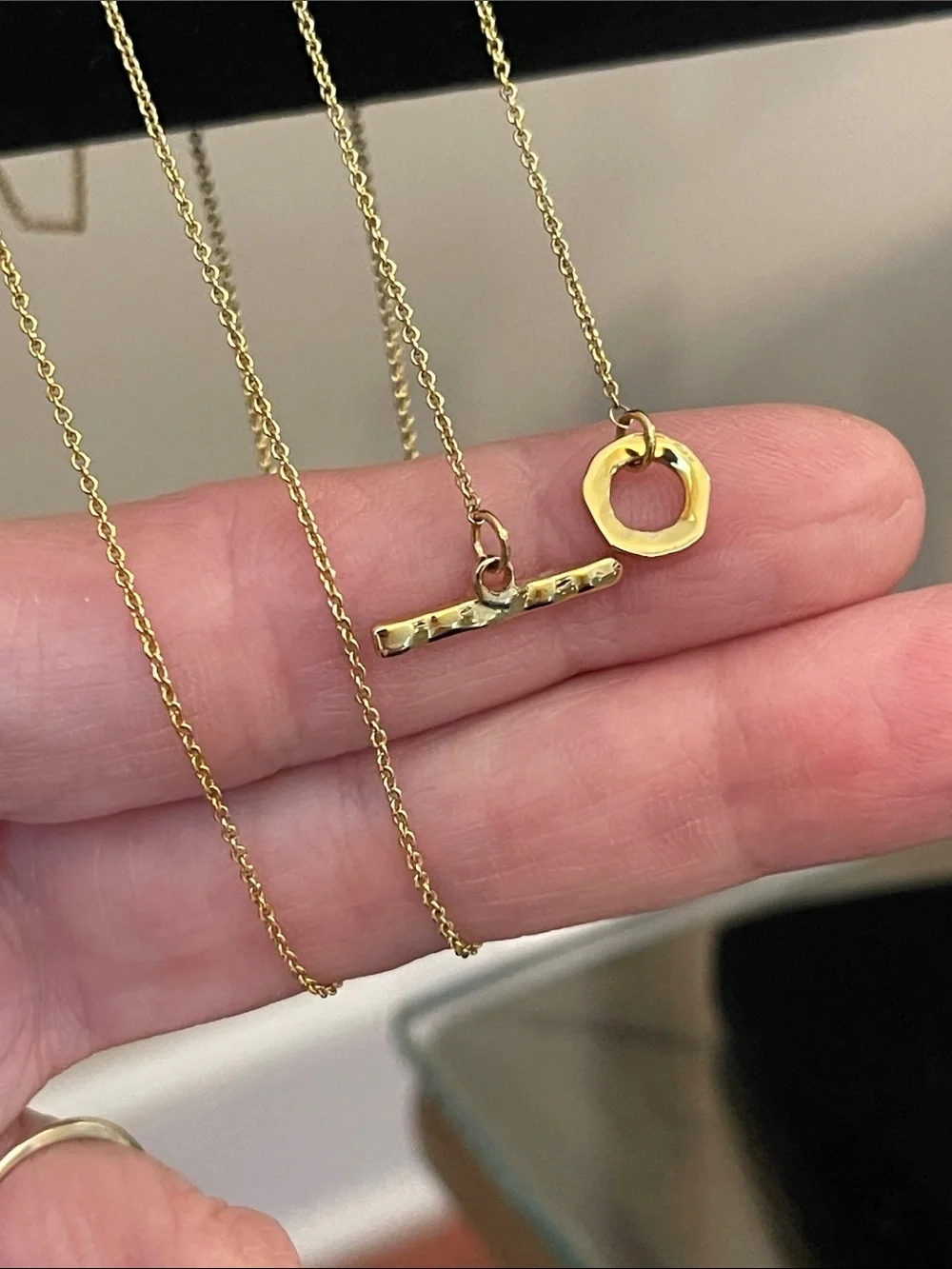 Trendy Gold-tone Long Lariat Necklace - Bar & Circle Necklace